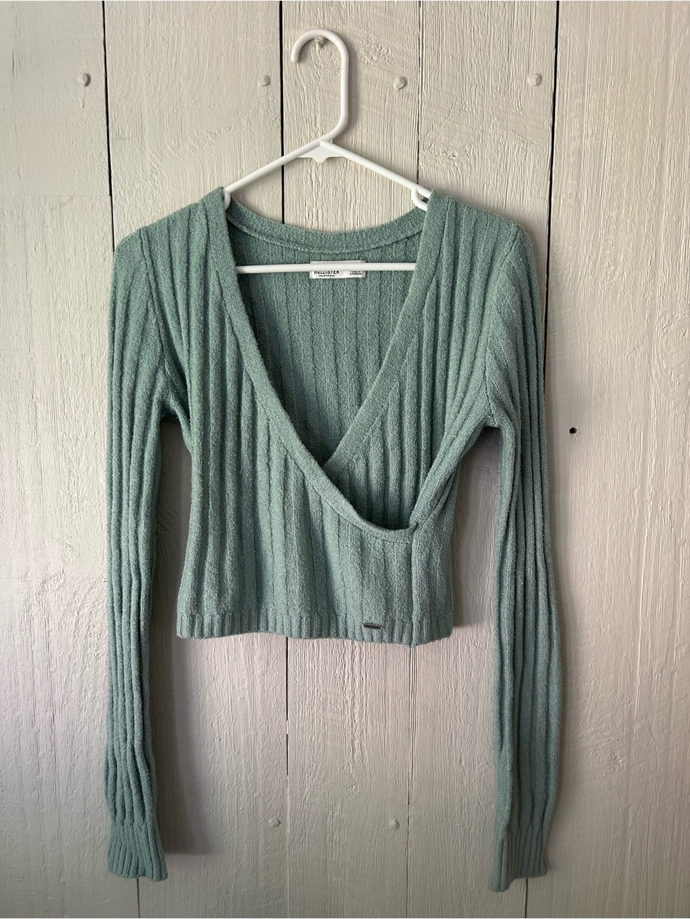 Hollister Co. Ribbed V-Neck Wrap Sweater - Sage Green